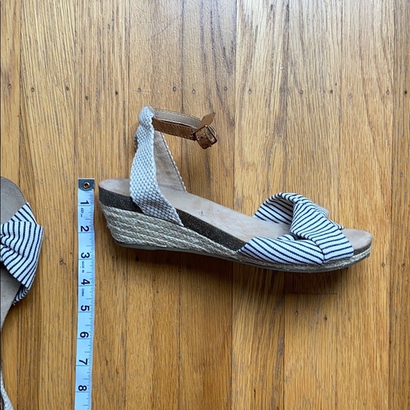 Beige and Navy Striped Espadrille Shoes - Picture 3 of 7
